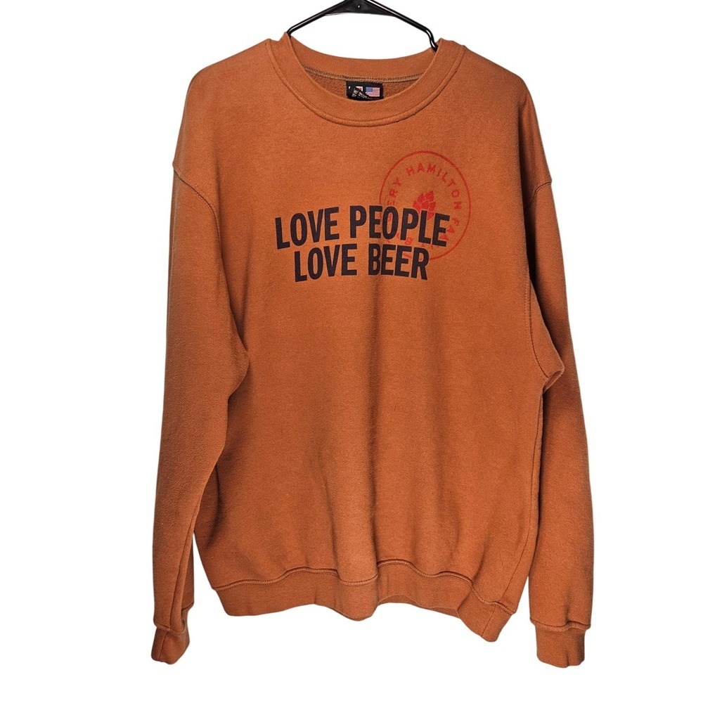 Bay Side Love People Love Beer Graphic‎ Sweatshirt Orange/Brown XLarge Unisex